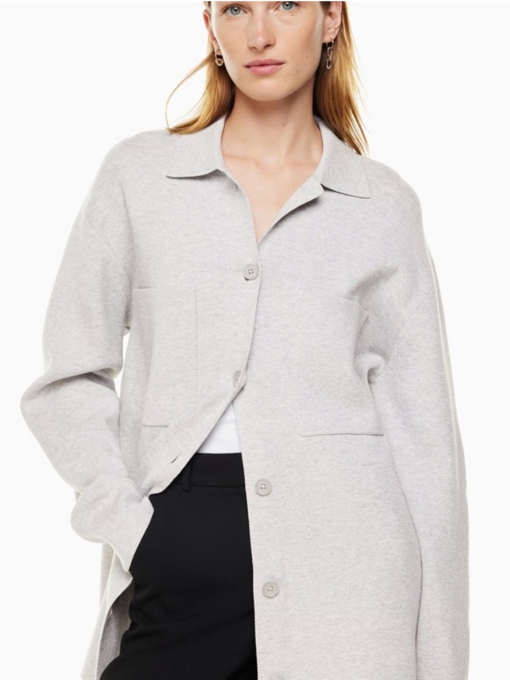 Aritzia gray blue society sweater Gray Button-Up Casual Jacket